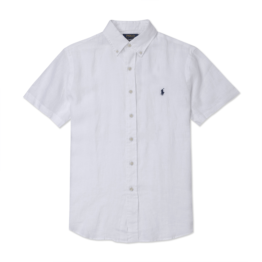 Polo Ralph Lauren RL 熱銷刺繡小馬短袖襯衫(CLASSIC FIT)-白色