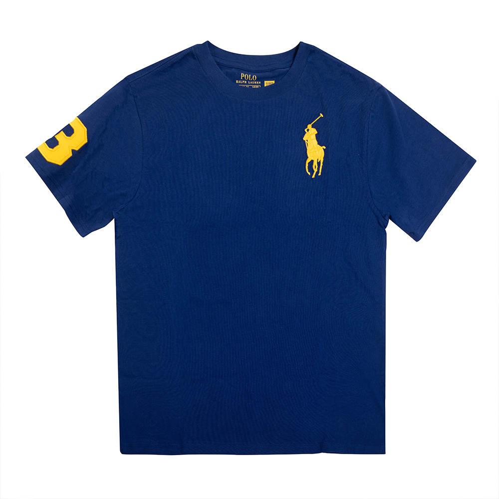 Polo Ralph Lauren RL 熱銷刺繡大馬素面短袖T恤(青年款)-寶藍色