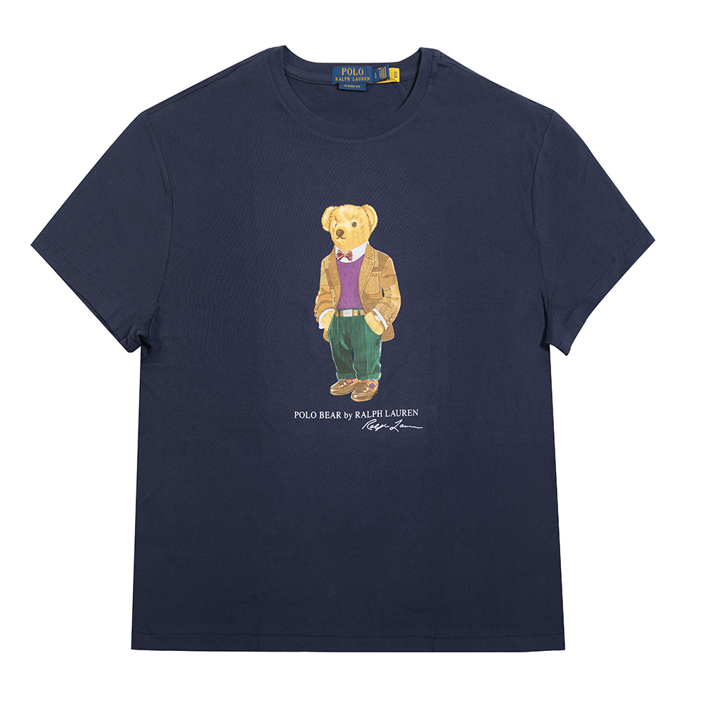 Polo Ralph Lauren RL 熱銷印刷熊款寬版圖案短袖T恤-深藍色
