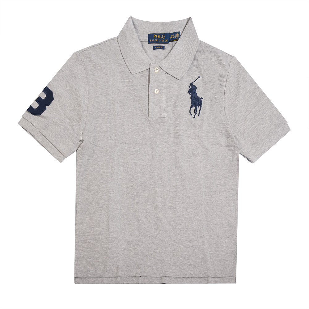 Polo Ralph Lauren RL 熱銷刺繡大馬短袖Polo衫(青年款)-灰色