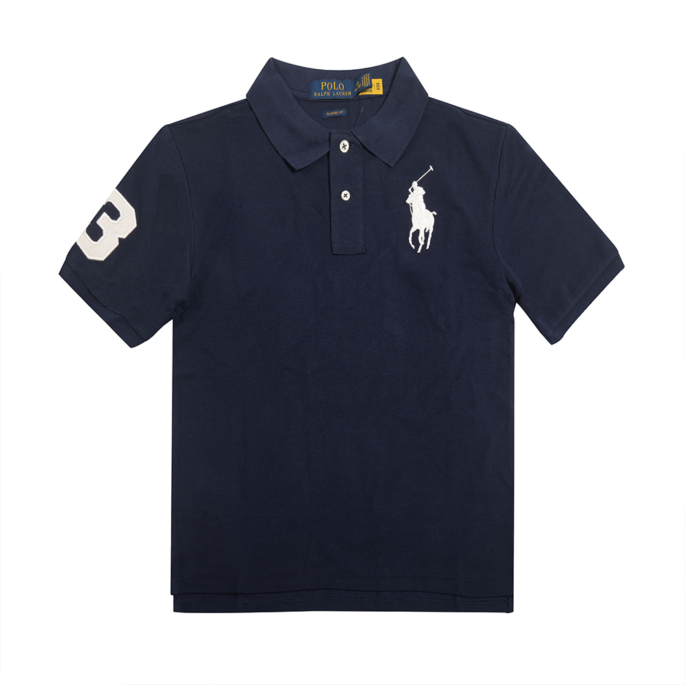 Polo Ralph Lauren RL 熱銷刺繡大馬短袖Polo衫(青年款)-深藍色
