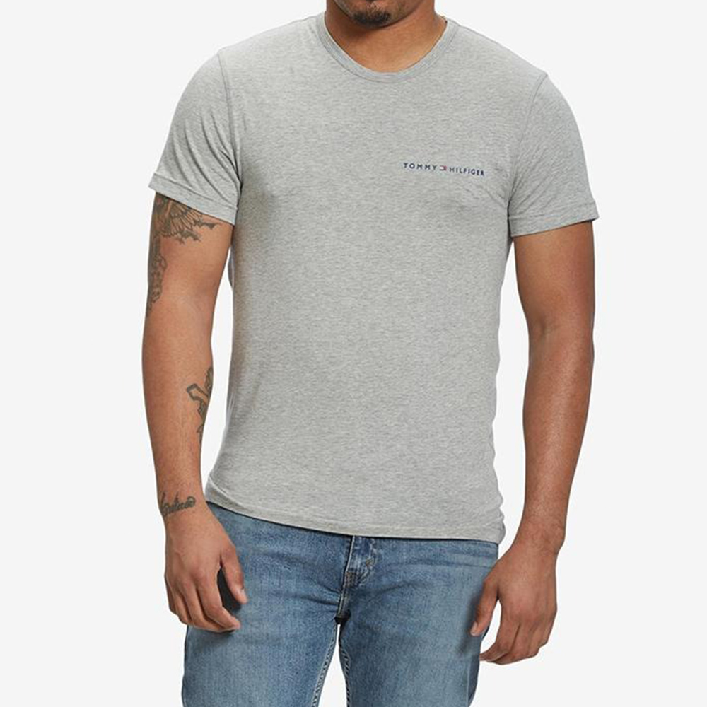 Tommy Hilfiger 熱銷印刷文字吸濕排汗運動短袖T恤-灰色