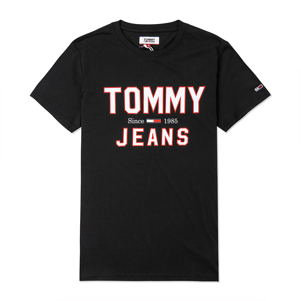 Tommy Hilfiger 熱銷印刷文字Logo圖案短袖T恤-黑色