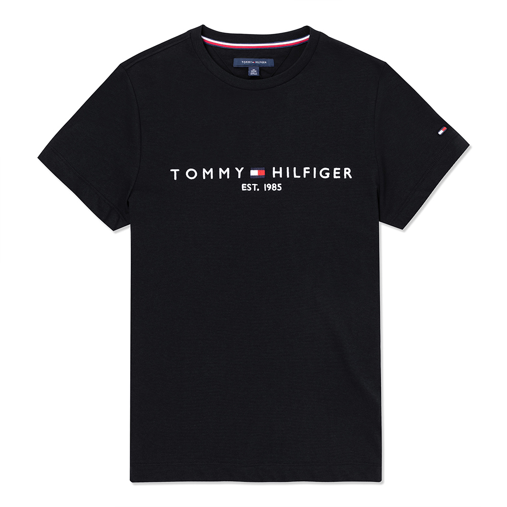 TOMMY 熱銷刺繡1985文字Logo圖案短袖T恤-黑色