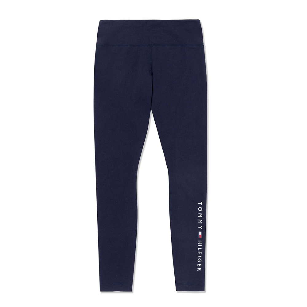 TOMMY 熱銷印刷文字Logo運動休閒長褲(女)-深藍色