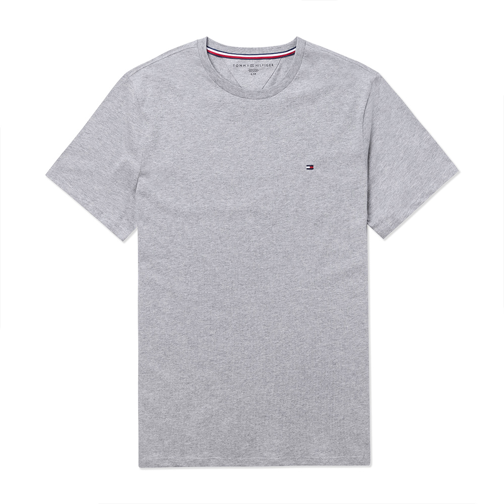 TOMMY 熱銷刺繡Logo圓領素面短袖T恤-灰色