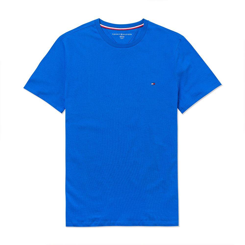 TOMMY 熱銷刺繡Logo圓領素面短袖T恤-寶藍色