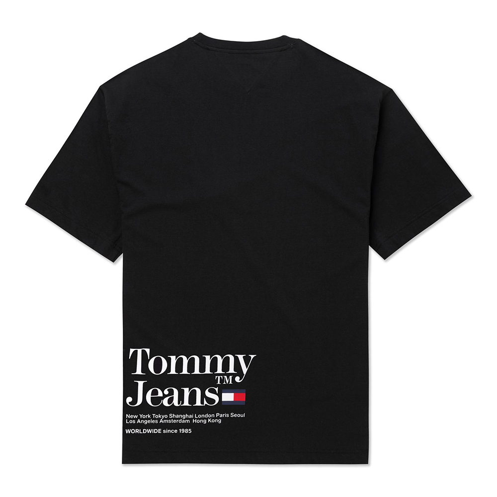 TOMMY 熱銷印刷文字Logo圖案短袖T恤-黑色