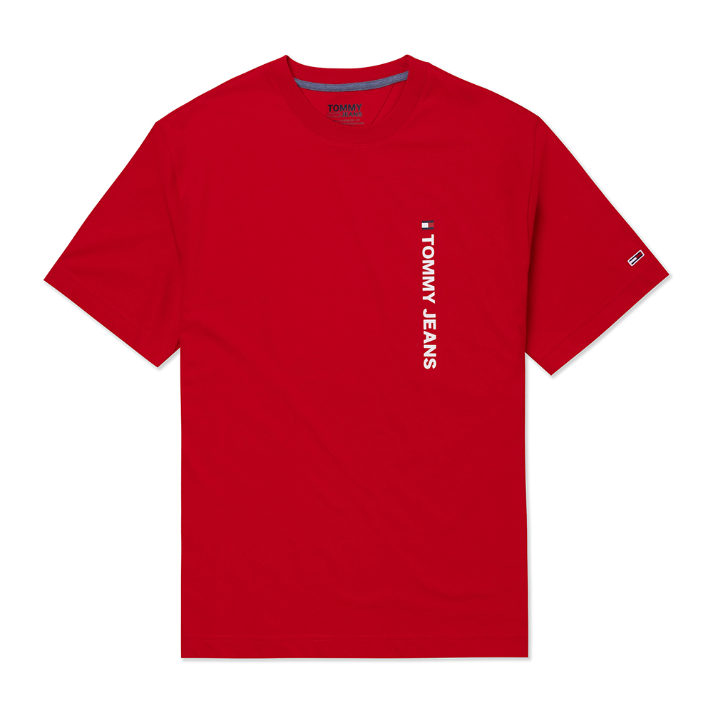 TOMMY 熱銷印刷文字Logo圖案短袖T恤-紅色