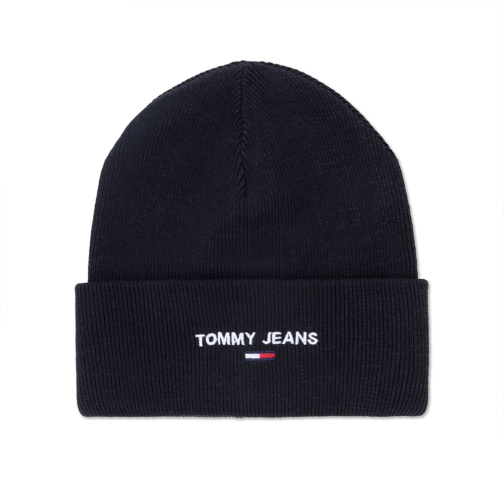 TOMMY 熱銷刺繡文字Logo毛帽-黑色
