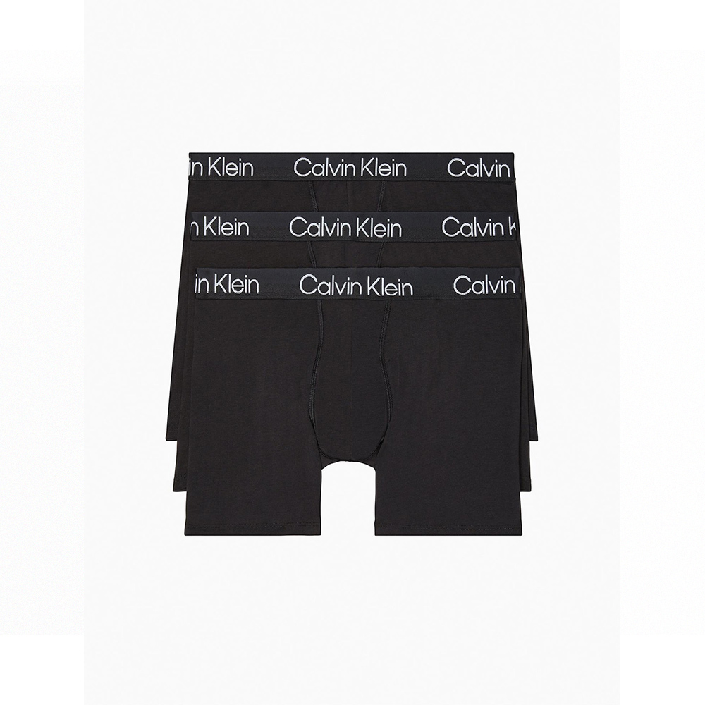 Calvin Klein CK 熱銷文字貼身四角內褲3件組-黑色