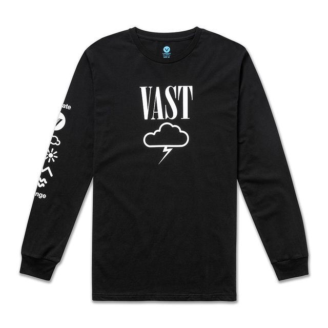 美國加州Vast 雷雲圖騰長袖上衣 - 黑色