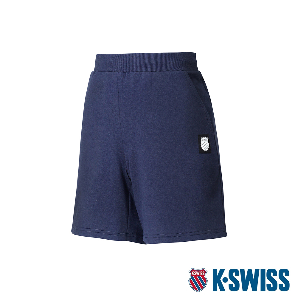 K-SWISS Solid Logo Shorts棉質短褲-女-藍