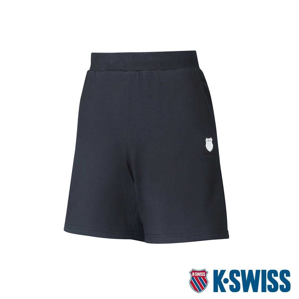 K-SWISS Solid Logo Shorts棉質短褲-女-黑