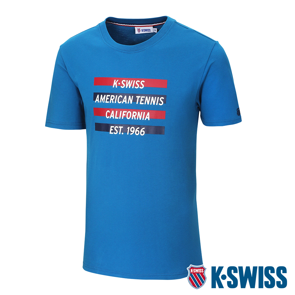 K-SWISS Stripes Tennis Tee棉質吸排T恤-男-寶藍