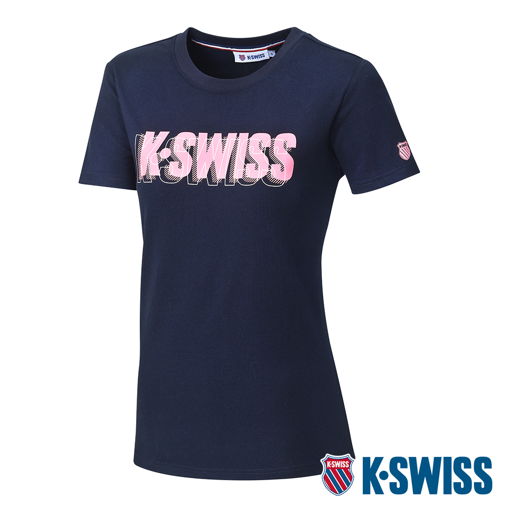 K-SWISS 3D KS Logo Tee棉質吸排T恤-女-藍