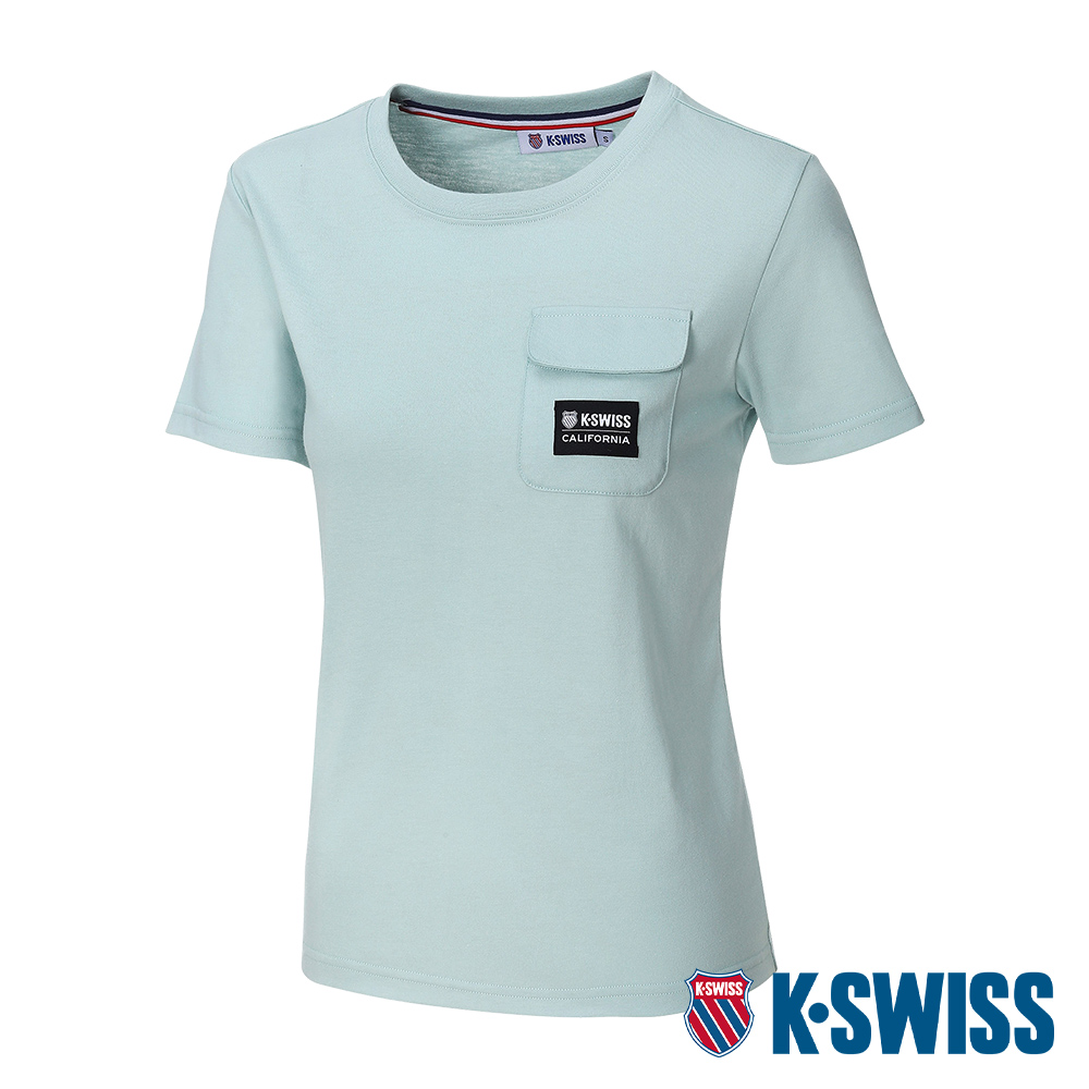 K-SWISS Label Pocket Tee棉質吸排T恤-女-薄荷綠