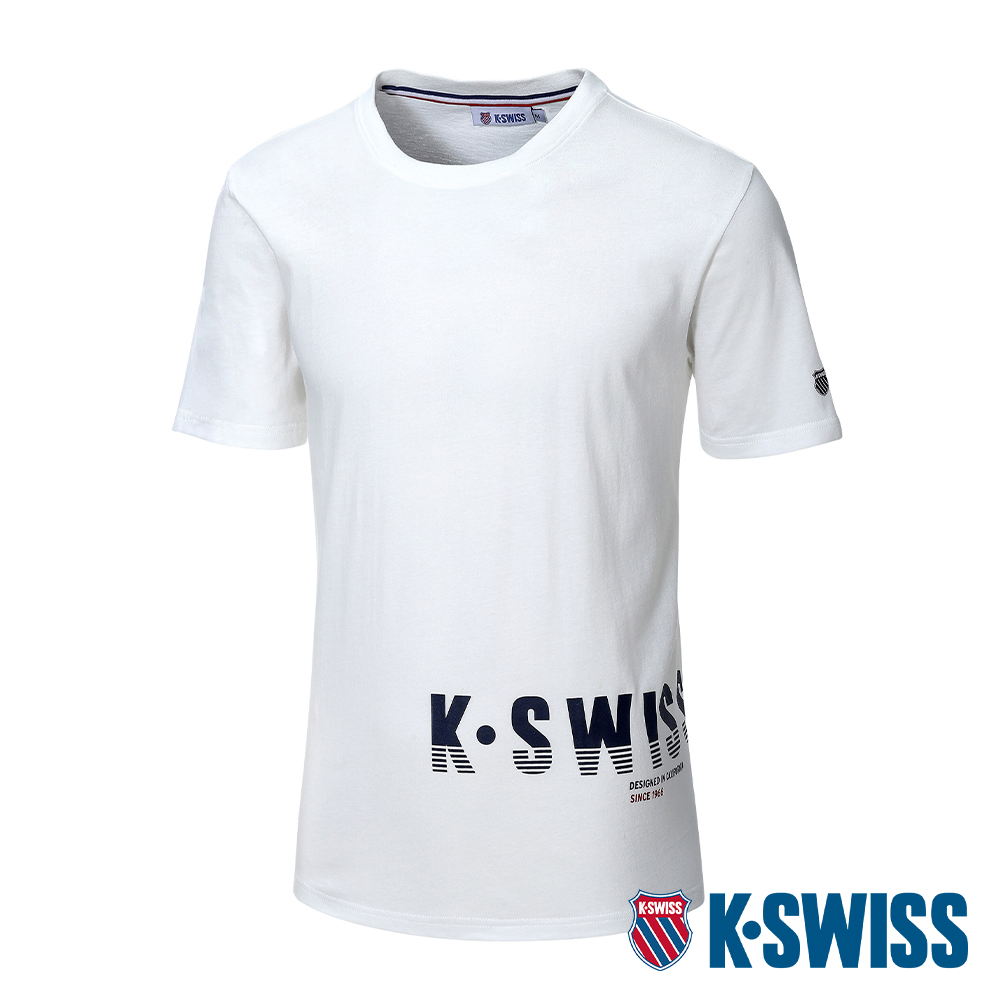 K-SWISS Logo Tee棉質吸排T恤-男-米白