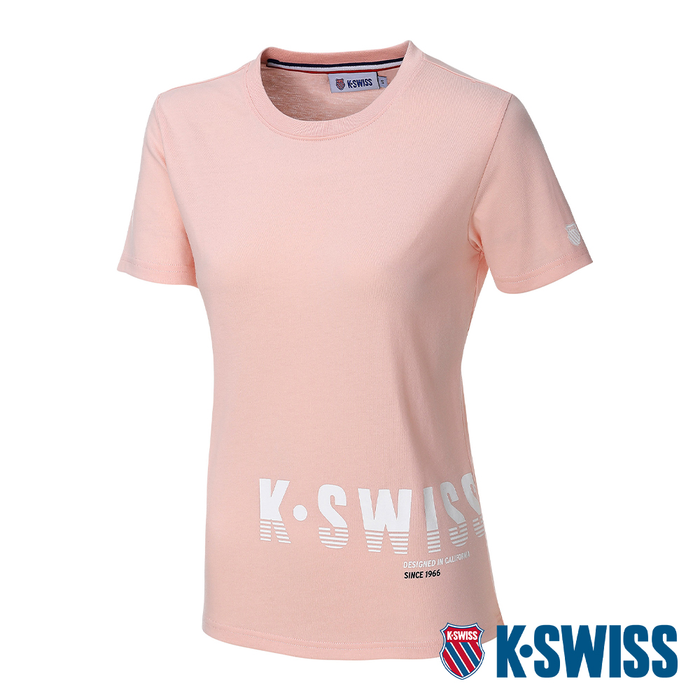 K-SWISS Logo Tee棉質吸排T恤-女-蜜桃橘