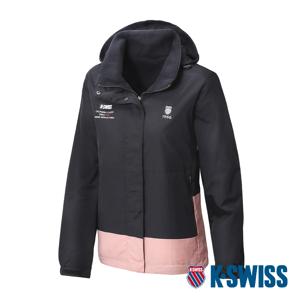 K-SWISS Reversible Jacket雙面穿防風外套-女-黑/莓粉