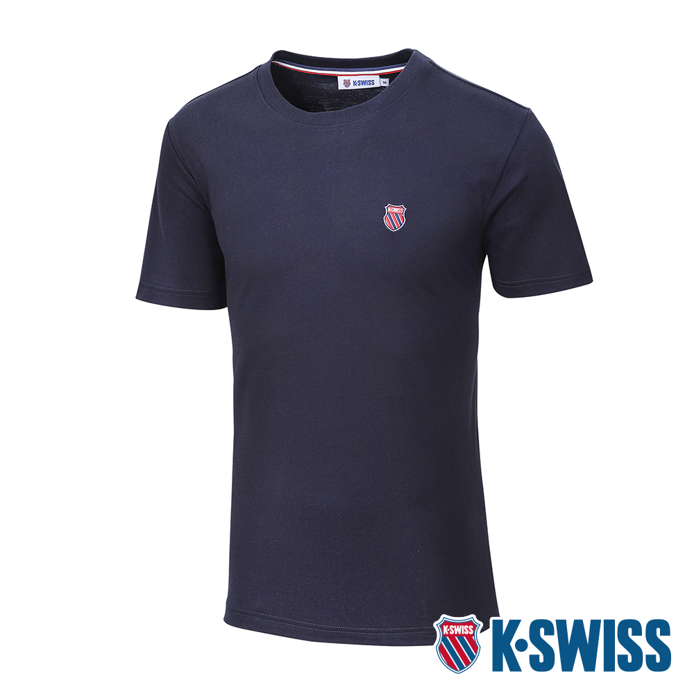 K-SWISS Shield Logo Tee棉質吸排T恤-男-藍