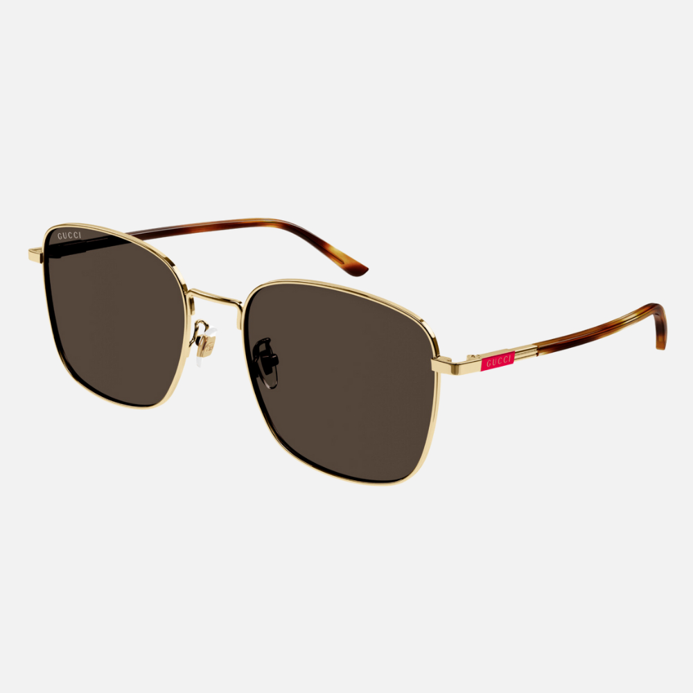 【GUCCI 古馳】方形金屬太陽眼鏡(GG1350S-002)
