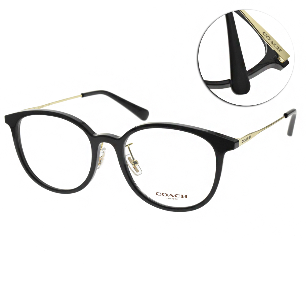 COACH 光學眼鏡 貓眼圓框(黑-淡金)#HC6160D 5002