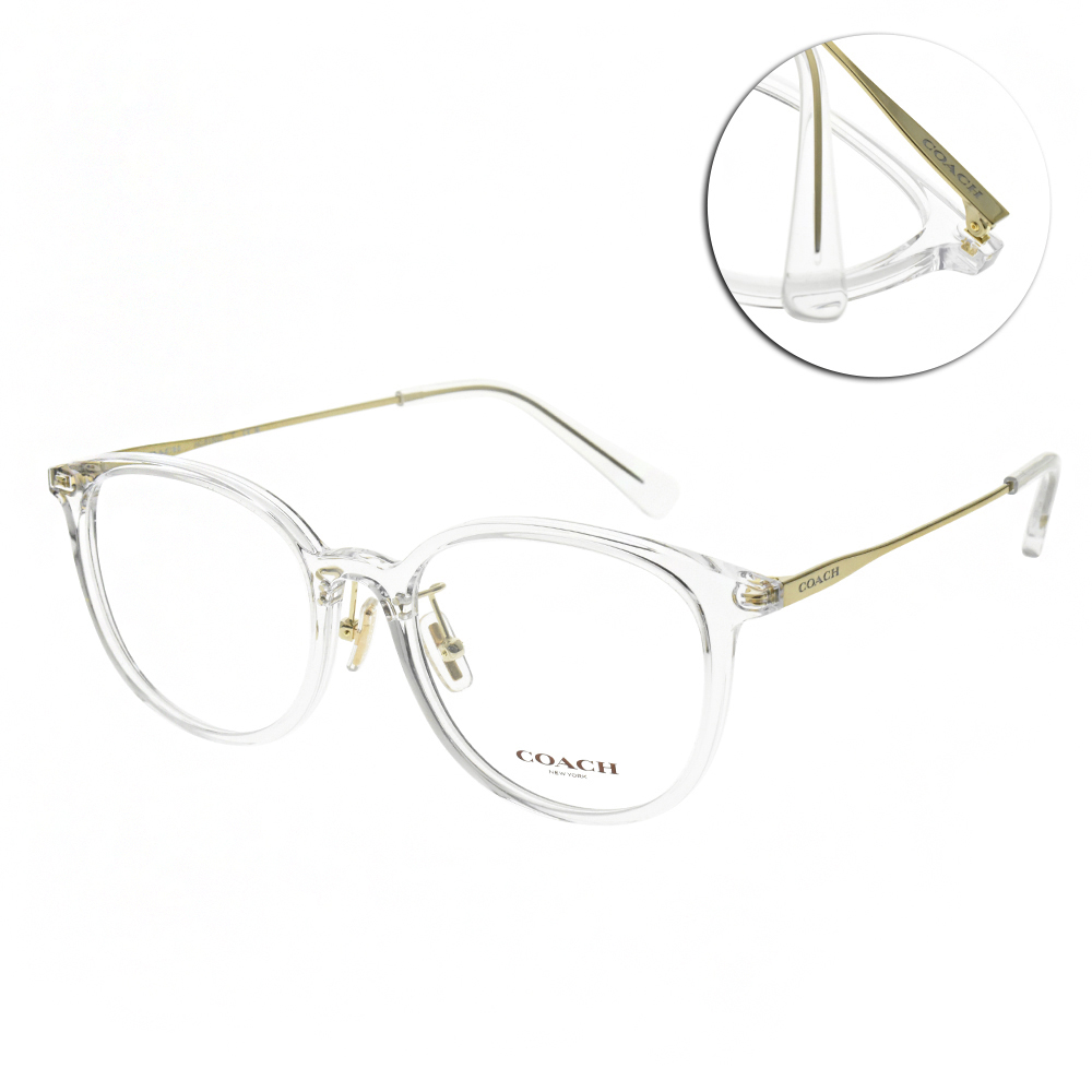 COACH 光學眼鏡 貓眼圓框(透明 金)#HC6160D 5111