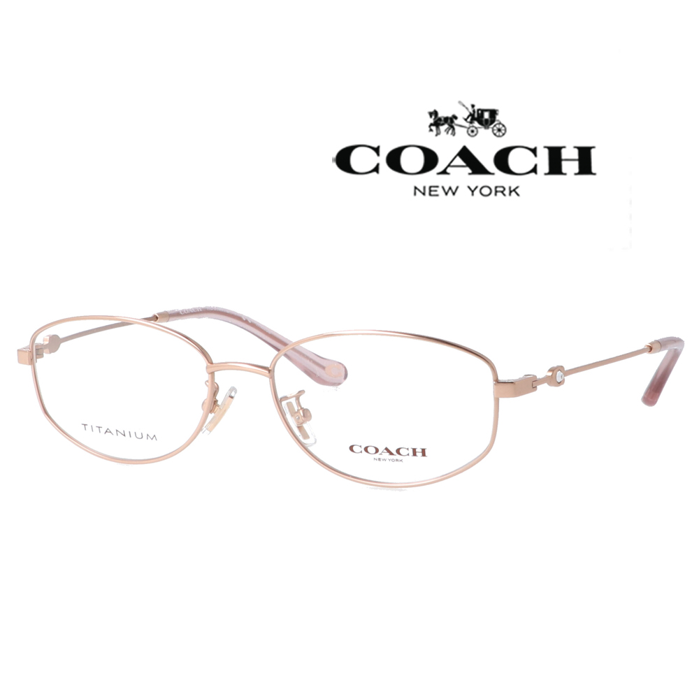 COACH 時尚典雅光學眼鏡 輕量純鈦材質 精緻單鑽設計 HC5144TD 9407 玫瑰金 公司貨