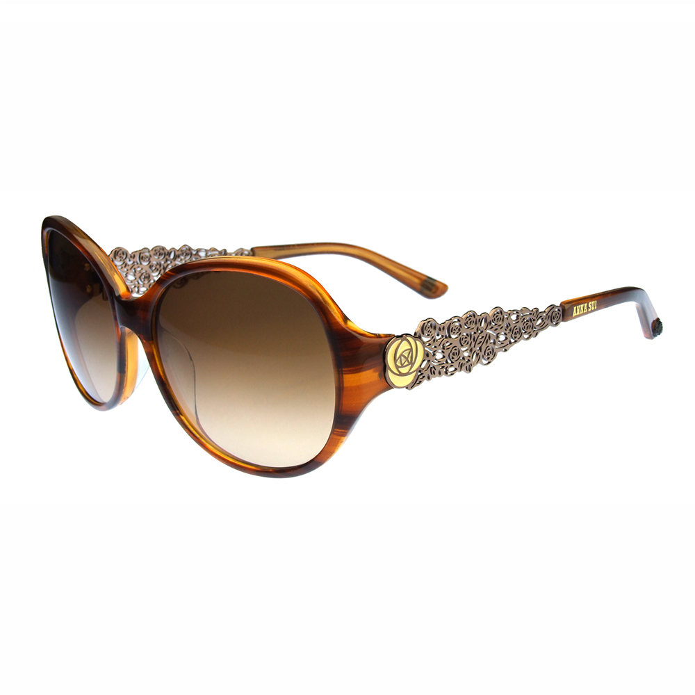Anna Sui 玫瑰特殊金屬鏤空造型款太陽眼鏡(黃)AS854-101