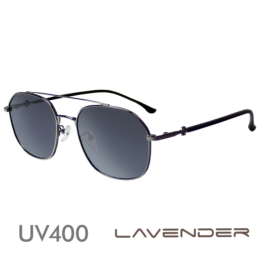 Lavender偏光片太陽眼鏡 雙槓金屬十字雕刻鏡腳 迷霧灰 J3196-C2