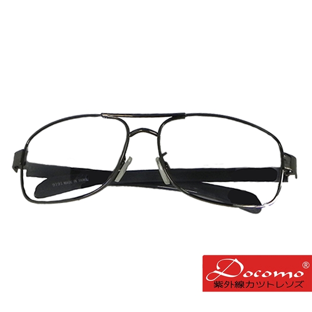 【Docomo】名牌風格金屬墨鏡 彈性輕量設計 鼻墊可調設計 多功能實用款 抗UV400太陽眼鏡 反光鏡片