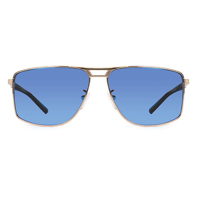 【POLICE】義大利經典金屬質感百搭款太陽眼鏡(金/藍 POS8848-349B)