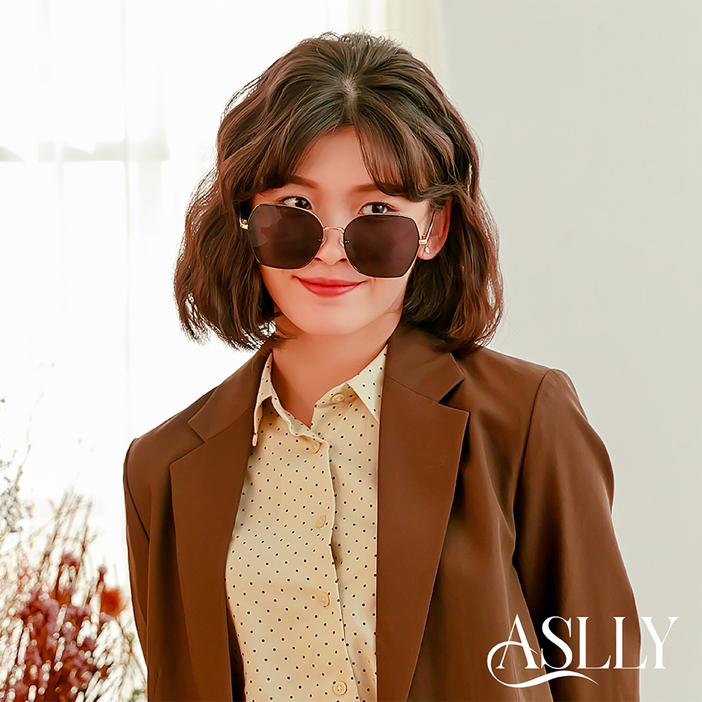 【ASLLY】貓眼金屬滾邊墨鏡