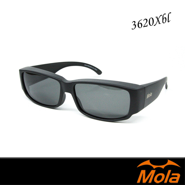 molasports 近視/老花可戴-摩拉時尚偏光太陽眼鏡 套鏡 第二支眼鏡-3620X-BLpl