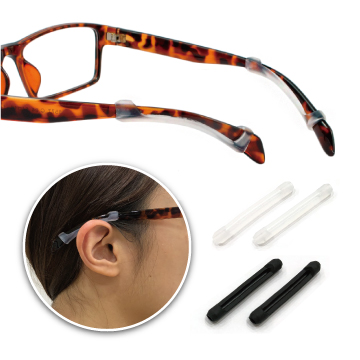 【KEL MODE】眼鏡配件-眼鏡專用矽膠防滑套 眼鏡止滑腿套/耳勾套*2副(黑色/透明)