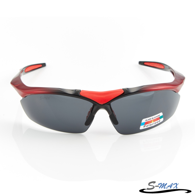 S-MAX新世代科技 高等級防爆Polarized頂級偏光運動太陽眼鏡(黑紅漸層),輕量完美多功能超質感