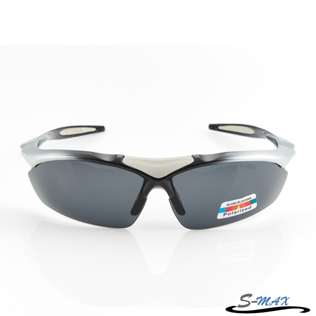 S-MAX新世代科技 高等級防爆Polarized頂級偏光運動太陽眼鏡(黑銀漸層),輕量完美多功能超質感