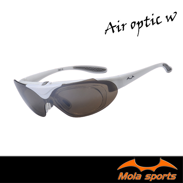 Mola摩拉上掀近視運動太陽眼鏡墨鏡 UV400 男女 白 小到一般臉型 自行車 高爾夫跑步Air-optic-W