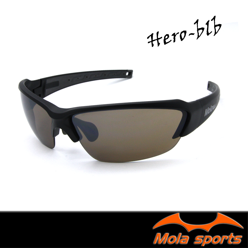 MOLA摩拉運動太陽眼鏡 UV400 防紫外線 男女 自行車 跑步 高爾夫 黑框 茶片 推薦 Hero-blb