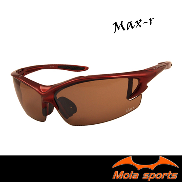 運動太陽眼鏡 UV400 男女 超輕量 紅框 茶片 防紫外線 Max-R MOLA摩拉