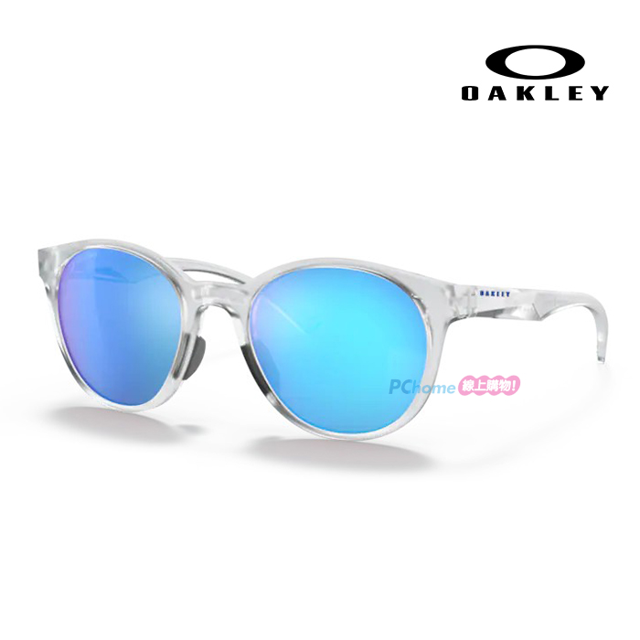 【OAKLEY】奧克力 Spindrift 運動太陽眼鏡 圓框墨鏡 OO9474 04 52mm 霧面透明框/水銀藍鏡片