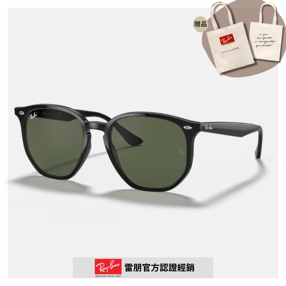 【RayBan 雷朋】六角形膠框太陽眼鏡(RB4306F-601/71 54mm)