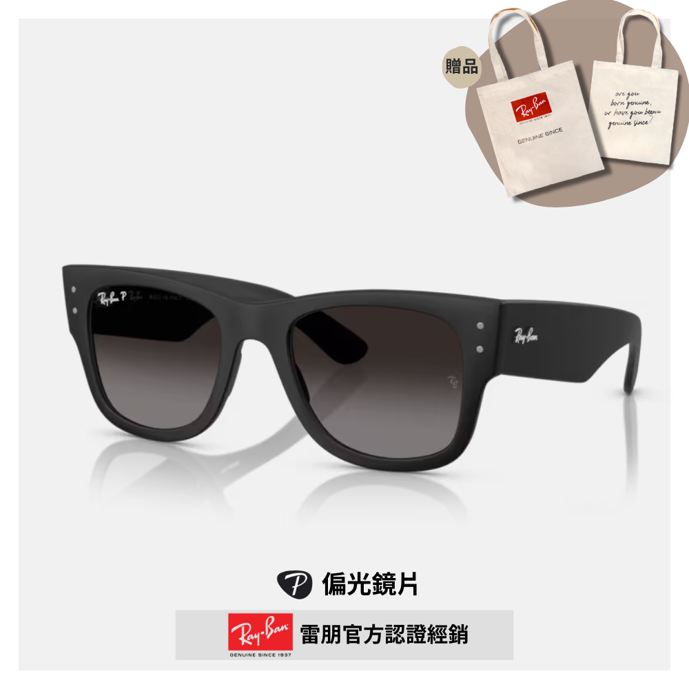 【RayBan 雷朋】粗版方形膠框偏光太陽眼鏡(RB4840S-601ST3 52mm)