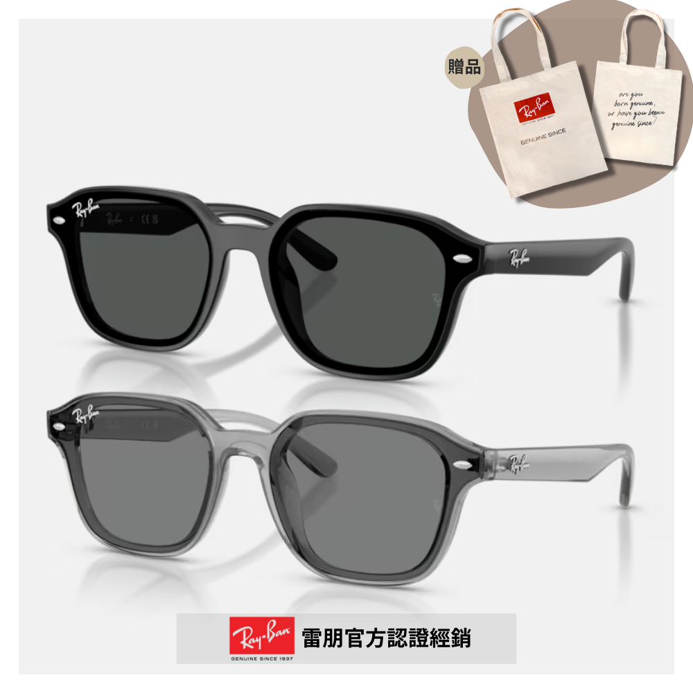 【RayBan 雷朋】方形膠框太陽眼鏡(RB4458D-601/87、645087 65mm)