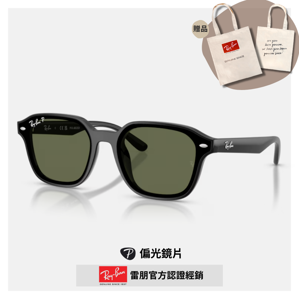 【RayBan 雷朋】方形膠框偏光太陽眼鏡(RB4458D-601/9A 65mm)