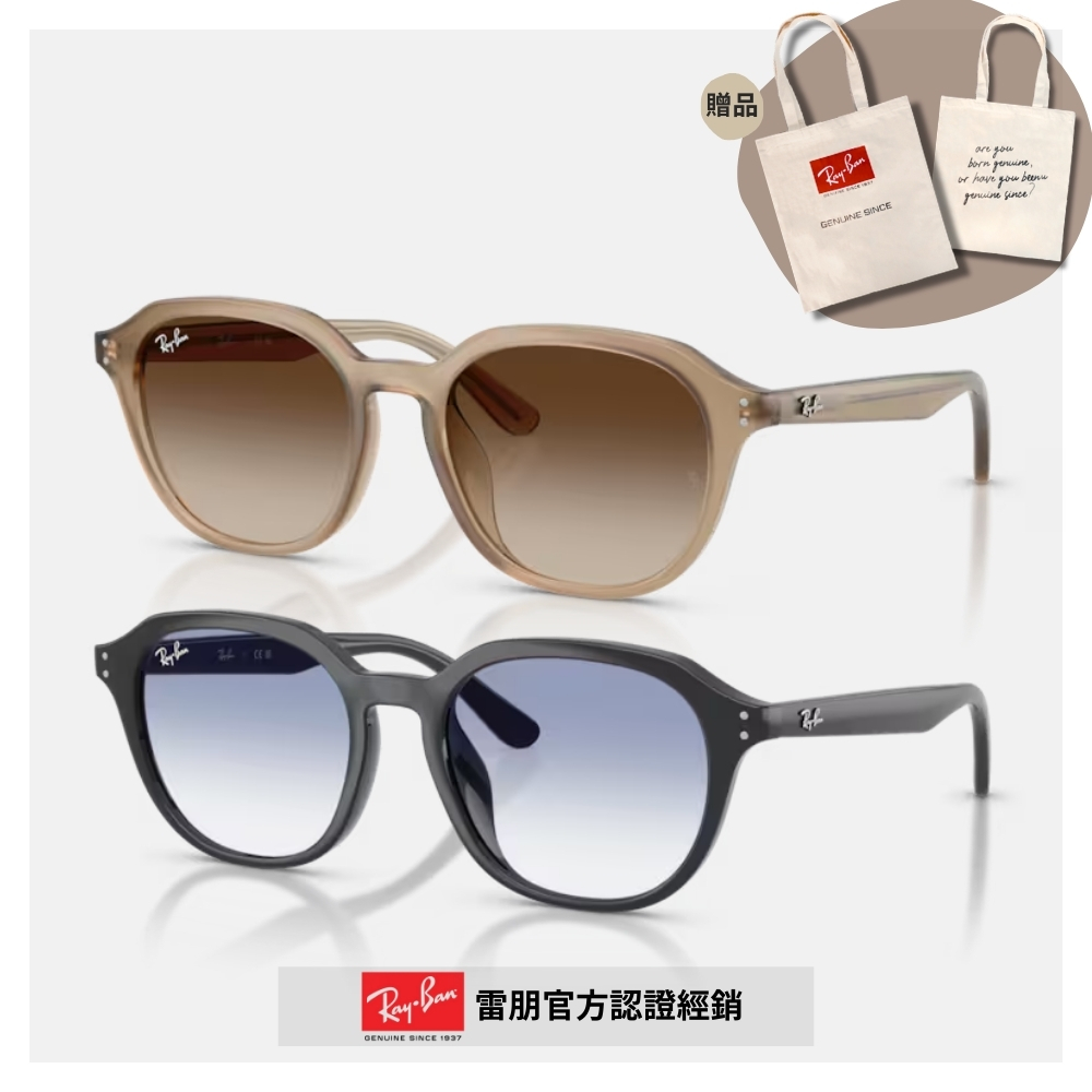 【RayBan 雷朋】圓形膠框漸層太陽眼鏡(RB4459D-616613、623019 54mm)