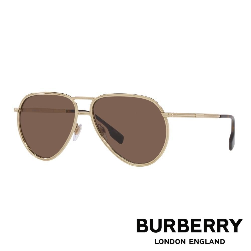 【BURBERRY 巴寶莉】金屬經典飛行員太陽眼鏡(BE3135-110973 59mm)