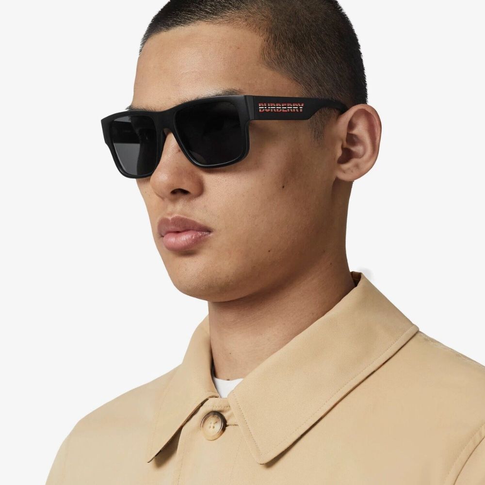 【BURBERRY 巴寶莉】膠框大logo偏光太陽眼鏡(BE4358-346481 57mm 偏光鏡片)