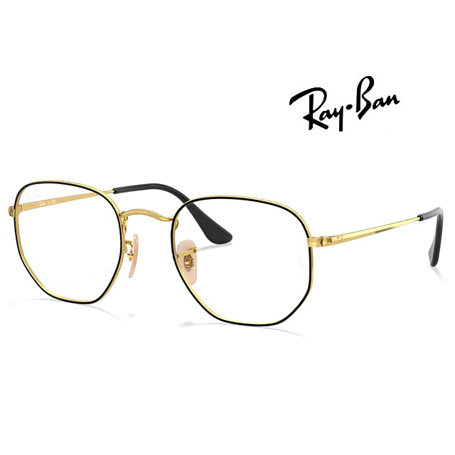 Ray Ban 雷朋 多邊設計光學眼鏡 舒適可調鼻墊 RB6448 2991 54mm 黑金 公司貨